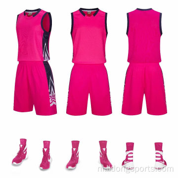 Aangepaste snelle droge school basketbalteam jersey set